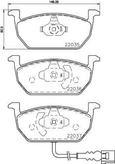 VW гальмівні колодки передн.Audi A3 13-,Seat Leon,Skoda Octavia III,Golf VII 12- HELLA 8DB 355 021-951