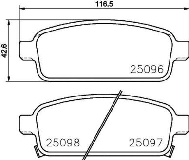 Комплект гальмівних накладок, дискове гальмо HELLA 8DB 355 024-861