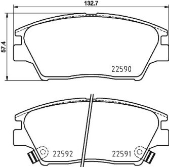 Комплект гальмівних накладок, дискове гальмо HELLA 8DB 355 025-741