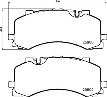 Комплект гальмівних накладок, дискове гальмо HELLA 8DB 355 036-471