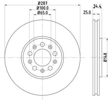 Диск гальмівний з покриттям PRO, передн. HELLA 8DD 355 107-611