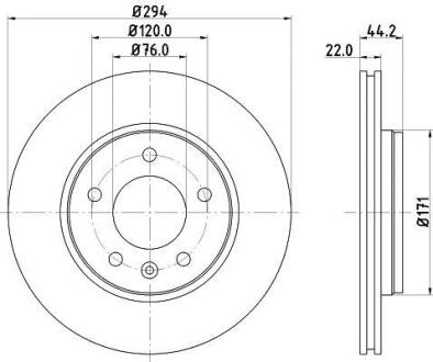 PRO VW гальмівний диск задн.(вентил.) T5 03- (294*21,9) HELLA 8DD 355 109-701