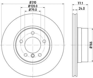 Гальмівний диск перед. BMW 520i/525i/525d(E60) 7.03-(310x24mm HELLA 8DD 355 109-901