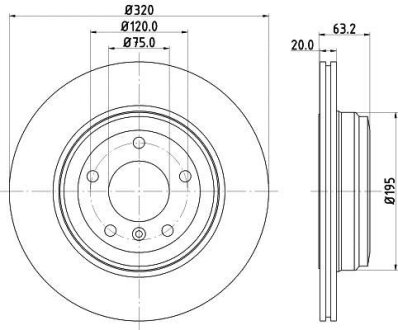 BMW диск гальмівний задн. (вентил.) 5-serie E60/61 HELLA 8DD 355 109-941