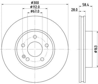 Тормозной диск перед. Vito 639 03- HELLA 8DD 355 110-071