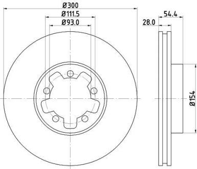 Диск гальмівний перед. Ford Transit 330/350 (300X28) 06- HELLA 8DD 355 113-281