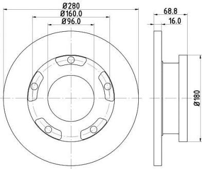 Диск гальмівний перед. Ford Mondeo/Galaxy /S-Max 1.6-2.5 07- HELLA 8DD 355 113-811