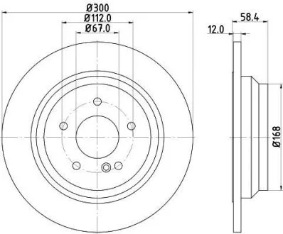 Гальмівний диск зад. W221/C216/R230 04-13 2.0-6.0 (PRO) HELLA 8DD 355 115-411