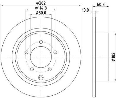 MITSUBISHI гальмівний диск задн.ASX,Outlander II 1.6/2.4 07- HELLA 8DD 355 115-491