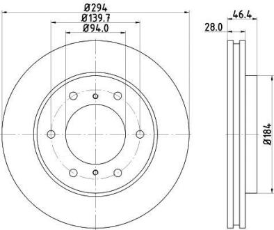 Гальмівний диск перед. L200/Pajero Sport 05- 2.4-3.5 (PRO) HELLA 8DD 355 115-731