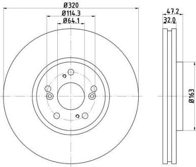 Гальмівний диск перед. Accord VIII 08- 2.0-2.4 320mm HELLA 8DD 355 116-091
