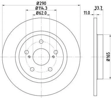 Диск гальмівний задній Toyota Avensis 09- HELLA 8DD 355 116-121