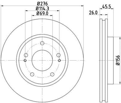 Гальмівний диск перед. Lancer/Outlander/Space Runner 99- 1.3-2.4 HELLA 8DD 355 116-311