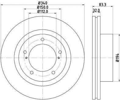 Диск гальмівний з покриттям PRO, передн. HELLA 8DD 355 116-551