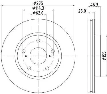 Диск гальмівний перед, Toyota Prius/ RAV 4 III 1.8/2.4 05- HELLA 8DD 355 117-361