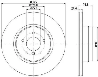 Тормозной диск зад. X5 E70/F15/F85/ X6 E71/E72/F16/F86 07- 3.0-4.8 (PRO) HELLA 8DD 355 117-761