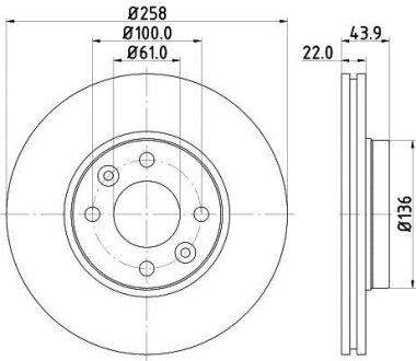 Гальмівний диск передній Dacia Dokker, Lodgy 1.2-1.6, 03.12- HELLA 8DD 355 118-491