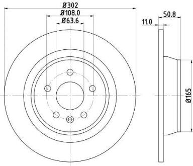 Диск гальмівний задн. Ford Galaxy/Kuga/S-MAX 2,0-2,2 TDCI 08- HELLA 8DD 355 118-841