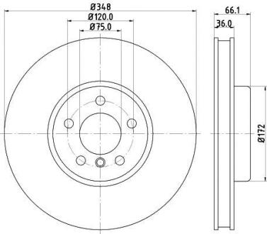 Диск гальмівний з покриттям PRO, передн., прав. HELLA 8DD 355 119-271