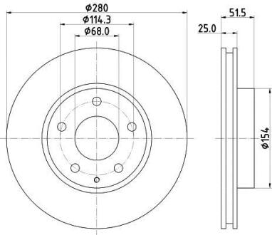 Диск гальмівний передній Mazda 3 (BM) 13- HELLA 8DD 355 120-441