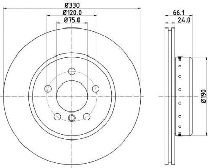 Диск гальмівний передній BMW 5 (F10), 5 (F11) 1.6-3.0D 06.09-02.17 HELLA 8DD 355 120-661