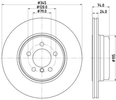 Гальмівний диск зад. E65/E66/E67 03-08 (PRO) HELLA 8DD 355 122-251