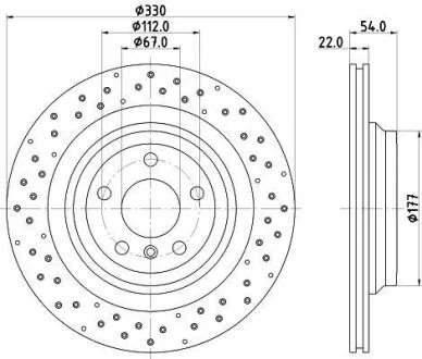 PRO HIGH CARBON DB диск гальмівний задн.GLE W166 11- HELLA 8DD 355 122-551