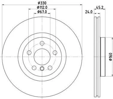 Диск гальмівний передн. вентил. BMW 2 F45 14- X1 F48 15- 330X HELLA 8DD 355 122-641
