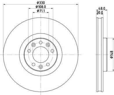 Диск гальмівний з покриттям PRO, передн. HELLA 8DD 355 125-331