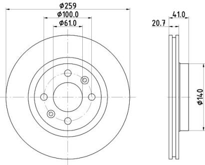 Диск гальмівний перед. Renault Clio I, Clio Ii, Kangoo, Kangoo Express, Megane I, Megane I Classic, Megane I Coach 1.2-2.0 06.8 HELLA 8DD 355 126-531