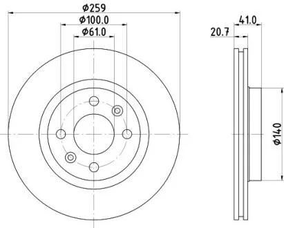 Диск гальмівний перед. Renault Clio I, Clio Ii, Kangoo, Kangoo Express, Megane I, Megane I Classic, Megane I Coach 1.2-2.0 06.8 HELLA 8DD 355 126-531