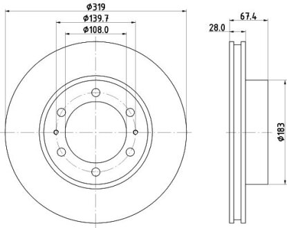 Диск гальмівний з покриттям pro передн. HELLA 8DD 355 126-771