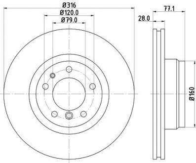 Диск гальмівний PRO High Carbon, передн. HELLA 8DD 355 127-161