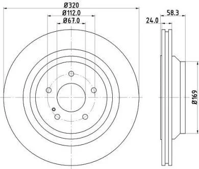 Гальмівний диск зад. W221/C216 05-13 2.2-5.5 (PRO) HC HELLA 8DD 355 128-751