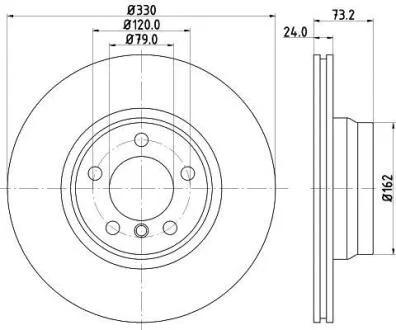 Диск гальмівний передній BMW 3(F30) 2.0-3.0D 11.11- HELLA 8DD 355 129-651