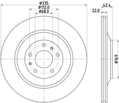 Гальмівний диск зад. A8/Phaeton/Coninental 02- 3.0-6.0 (Нз PRO) HELLA 8DD 355 129-801