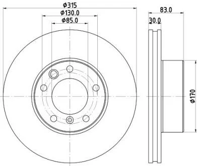 Гальмівний диск перед. MB W460/W461/W463 79- 2.3 -6.0 Pro HC HELLA 8DD 355 132-151