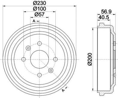 Гальмівний барабан задн. Spark/Aveo/Kalos/Kalos 03- HELLA 8DT 355 300-961