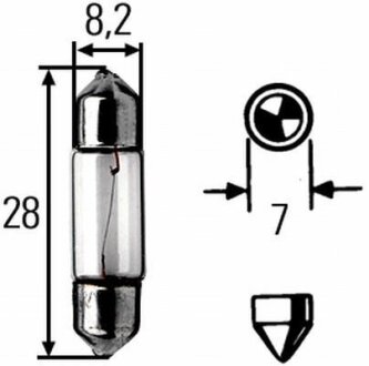 Лампа доп. освещ. STANDART 12V SV78 3W (картон) (мин 10 шт.) HELLA 8GM 002 094-121