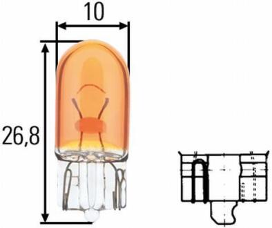WY5W жовта 12V5W автолампа безцокольна HELLA 8GP 003 594-541