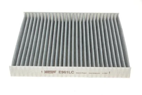 Фільтр салону вугільний VW Polo 09-18, Polo 02-09, FOX 05-09, FOX 09-15, AUDI A2 00-05, SKODA Fabia II 07-14, Roomster 06-15, Fabia I 99-07, SEAT Ibiza 09-17, Ibiza 02-09, Cordoba 02-09, MERCEDES-BENZ G-Class W463 90-18, PORSCHE Panamera 09-18 HENGST FILTER E961LC
