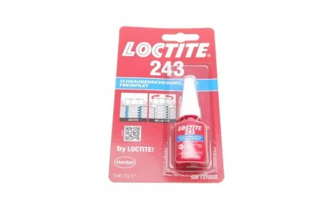Фіксатор різьби Loctite 243 анаеробний, середньої міцності 5мл Henkel 1370555
