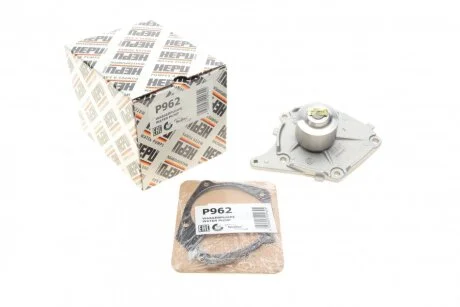 Насос охолоджуючої рідини, з ущільненням DACIA DUSTER, LOGAN, LOGAN EXPRESS, LOGAN II, LOGAN MCV, LOGAN MCV II, SANDERO, SANDERO II NISSAN KUBISTAR, MICRA III, NOTE, NV200 1.5D/1.6 06.01- HEPU P962