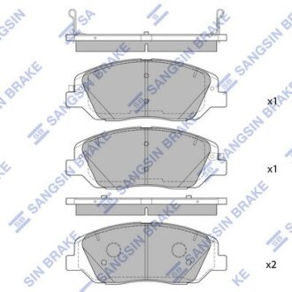 Колодки тормозные, передние Hyundai (581012WA00/581012WA40) Hi-Q (SANGSIN) SP4102