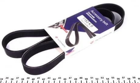 Ремінь поліклиновий Fiat Ducato / Citroen Jumper 1.9D / TD 94- / Renault Trafic 2.5dCI 03- (6PK1153) HUTCHINSON 1153K6