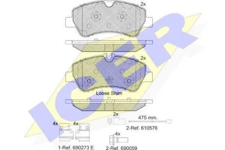 Комплект гальмівних колодок (дискових) ICER 142116203