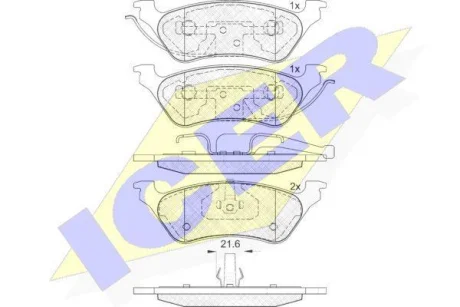 Комплект гальмівних колодок (дискових) ICER 181564