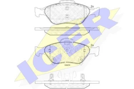 Комплект гальмівних колодок (дискових) ICER 181877