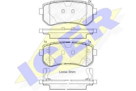 Комплект гальмівних колодок (дискових) ICER 181948