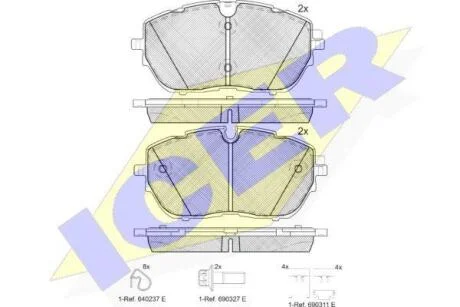 Комплект гальмівних колодок (дискових) ICER 182227